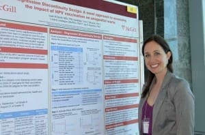 Leah Smith beside her winning poster at the 2013 CSEB National Student Confernece, Memorial University of Newfoundland, St. John's, Newfoundland